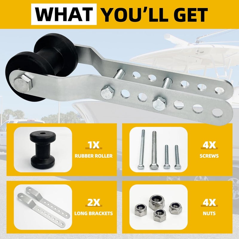 TENGBASE Marine Keel Roller, Adjustable Roller Bracket Assembles, 4” Rubber Keel Roller for Boat Trailer - Image 5